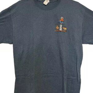 Sleepy Deer Hunter Embroidered T-Shirt Men’s XL Blue Gildan Graphic Tee